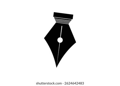 Fountain Pen nib Icon. Fountain Pen tip line writing Icon on white background.