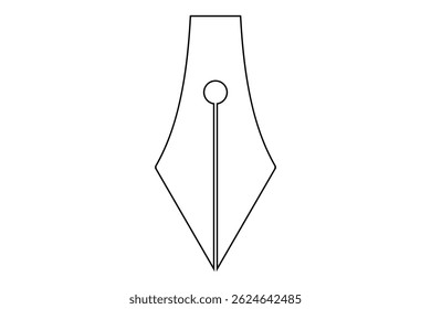 Fountain Pen nib Icon. Fountain Pen tip line writing Icon on white background.