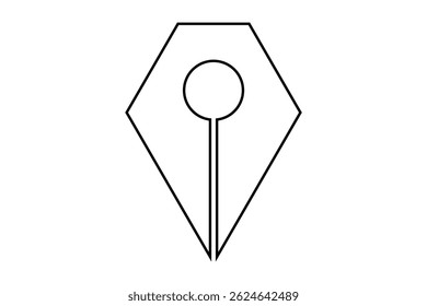 Fountain Pen nib Icon. Fountain Pen tip line writing Icon on white background.
