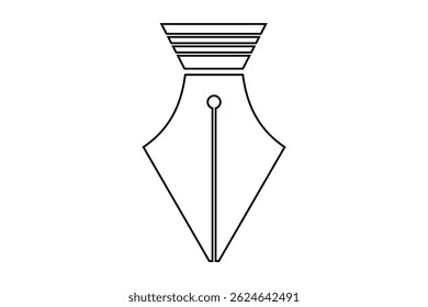 Fountain Pen nib Icon. Fountain Pen tip line writing Icon on white background.