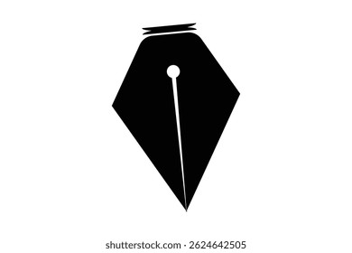 Fountain Pen nib Icon. Fountain Pen tip line writing Icon on white background.