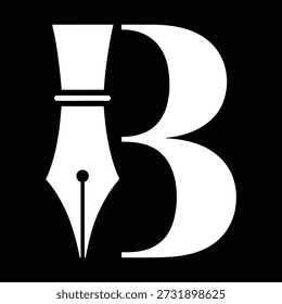Pluma estilográfica integrada en un icono de letra B Grande