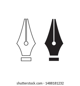 Fountain pen nib line icon isolated on white background. 