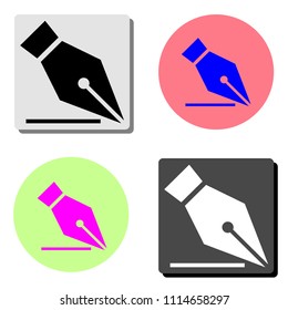 Fountain pen nib. simple flat vector icon illustration on four different color backgrounds