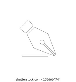 Fountain pen nib. simple flat vector icon illustration. outline line symbol - editable stroke