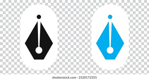 Conjunto de iconos de escritura de punta de punta o punta de pluma de fuente. Icono de pluma de fuente en fondo PNG. Ilustración vectorial.