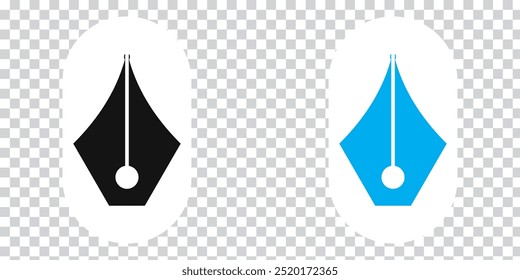 Conjunto de iconos de escritura de punta de punta o punta de pluma de fuente. Icono de pluma de fuente en fondo PNG. Ilustración vectorial.