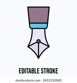 fountain pen nib vector icon, editable stroke.