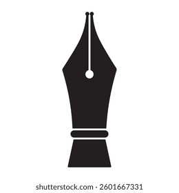 Fountain pen nib vector icon design. Silhouette of pen nib symbol, vector design for app, logo, web design. Calligraphy ink pen vector. Vector illustration.