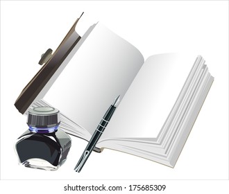 Fountain pen notebook and  ink