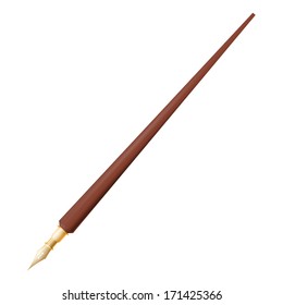 Fountain pen on white background 