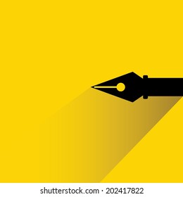 fountain pen on yellow background, shadow and flat theme