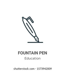 Fountain pen outline vector icon. Thin line black fountain pen icon, flat vector simple element illustration from editable education concept isolated on white background