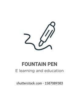 Fountain pen outline vector icon. Thin line black fountain pen icon, flat vector simple element illustration from editable e learning and education concept isolated on white background