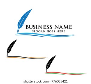 fountain pen quill vector logo design