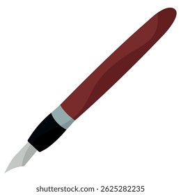 Caneta fonte com alça vermelha. Ilustração vetorial