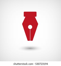 Fountain pen - red vector  icon with shadow