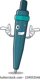 Fountain pen Scroll mascot cartoon design with Wink eye