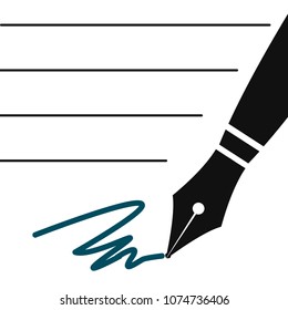 fountain pen and signature icon