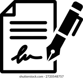 Una pluma estilográfica firma un documento importante con una firma manuscrita
