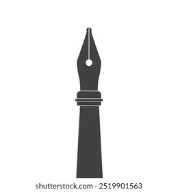 Fountain pen silhouette icon. Pen nib icon. Art. Vector.
