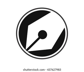 fountain pen silhouette stationery quill ink script image vector icon