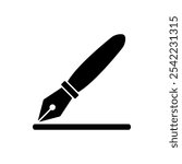 Fountain pen simple icon. Flat design. White background.ai