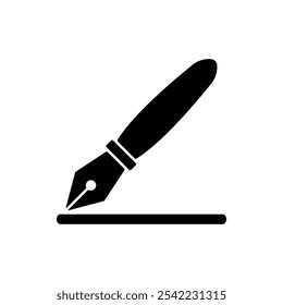 Fountain pen simple icon. Flat design. White background.ai