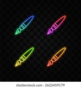 Icono simple de la pluma estilográfica. Diseño plano. estilo neón.