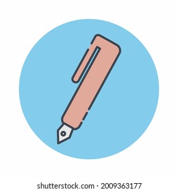 Fountain Pen - simple illustration. Editable stroke. Design template vector.app,logo,and ui.