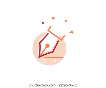 Fountain Pen Stroke Line Icon, Fountain Pen Vector Illustration
