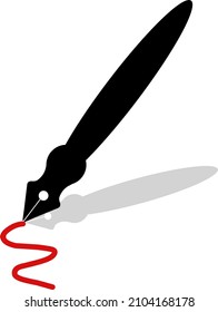 fountain pen tip illustration design, author icon,signature.
