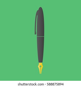 fountain pen vector flat icon on colored background