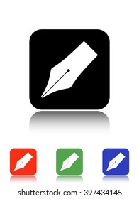 fountain pen vector icon - black and colored buttons