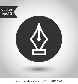 Fountain pen vector icon. Pen vector flat sign. EPS 10 symbol. Round icon design