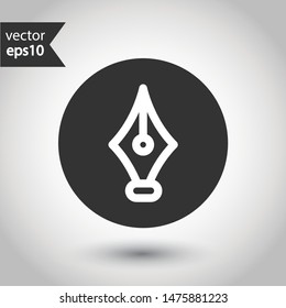 Fountain pen vector icon. Pen vector flat sign. EPS 10 symbol. Round icon design