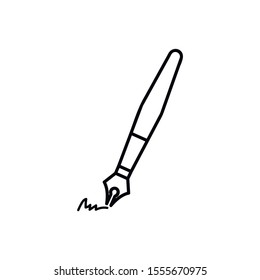 Fountain pen vector icon. Linear style sign for mobile concept and web design. Pixel vector graphics - Vector.