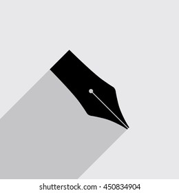 fountain pen vector icon with long shadow