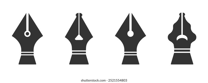 Colección de iconos de vector de pluma fuente. Pluma. Signos de Vector de pluma estilográfica