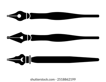 Fountain pen vector icons set