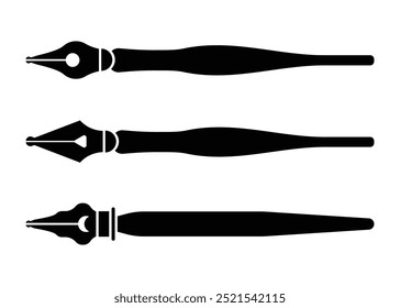 Fountain pen vector icons set