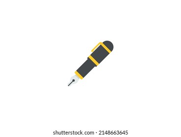 Fountain Pen Vector Isolated Emoticon. Black Nib Icon