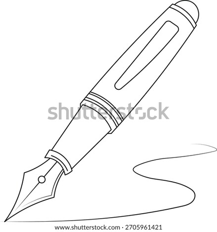 Fountain pen vector line art