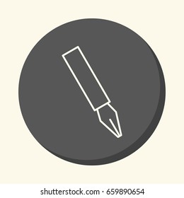 Fountain pen, vector round line icon with the illusion of volume