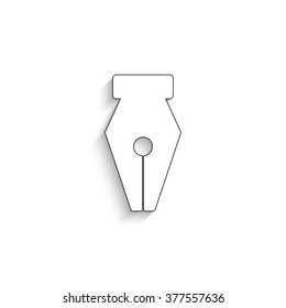 Fountain pen - white vector icon with  shadow