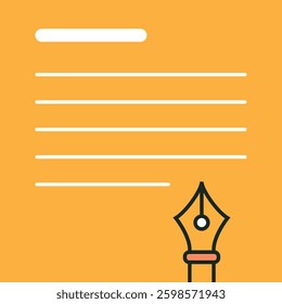 Fountain Pen writing a document. Flat abstract concept vector illustration. Line art design ready to illustrate copywriting, education and business projects among others