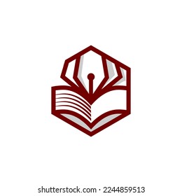Fountain pen writing logo design. Writer tools vector design. Nib pen and signature logotype.EPS 10