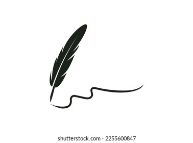 Fountain pen writing logo design, Vector design concept
