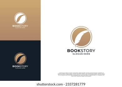 Fountain pen writing logo design. Nib pen and signature logotype.
