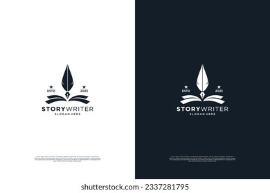 Fountain pen writing logo design. Nib pen and signature logotype.